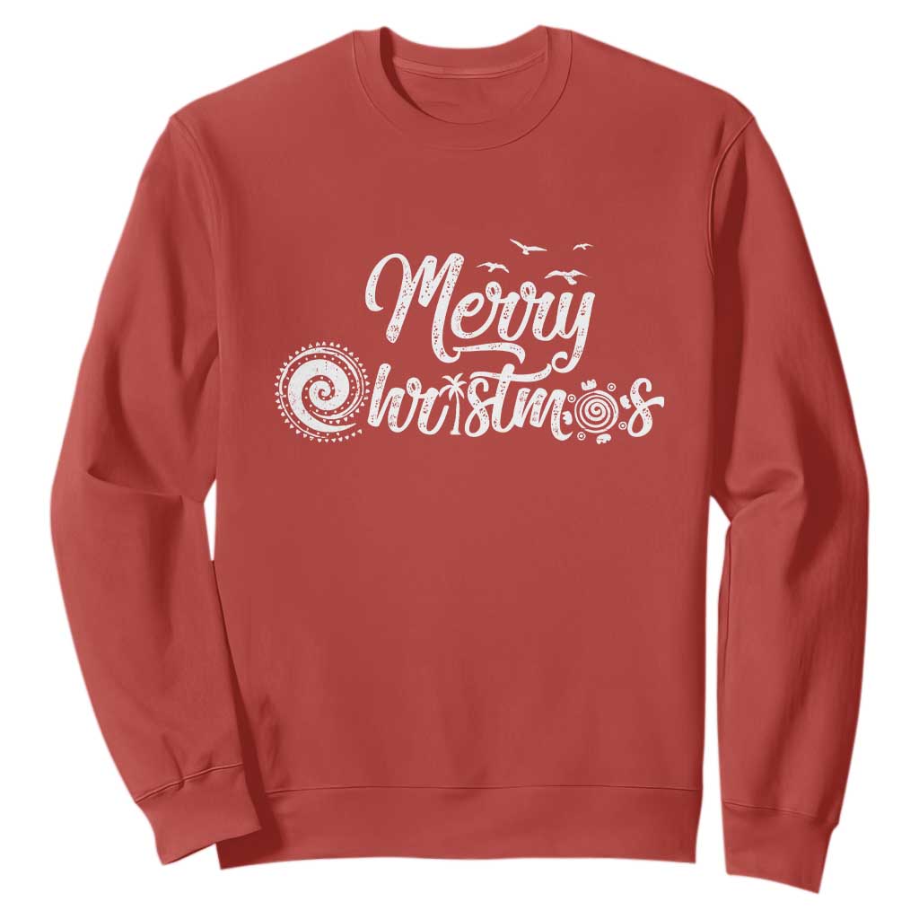 Christmas In Hawaii Sweatshirt Merry Christmas Hawaiian Symbols TS11 Red Print Your Wear