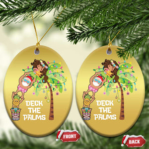 Xmas In Hawaii Christmas Ornament Deck The Palms Santa Hula Girl Tiki TS11 Oval Gold Print Your Wear