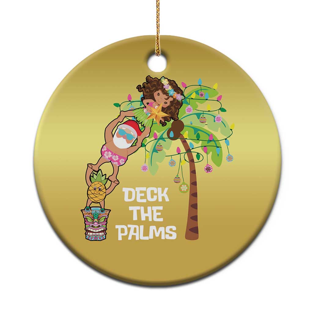 Xmas In Hawaii Christmas Ornament Deck The Palms Santa Hula Girl Tiki TS11 Print Your Wear