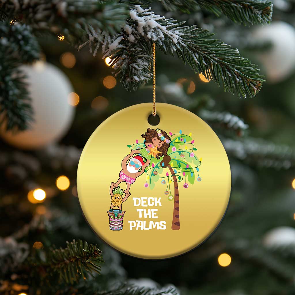 Xmas In Hawaii Christmas Ornament Deck The Palms Santa Hula Girl Tiki TS11 Print Your Wear