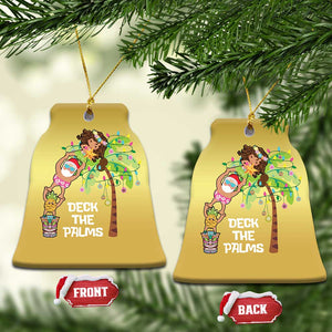 Xmas In Hawaii Christmas Ornament Deck The Palms Santa Hula Girl Tiki TS11 Bell Flake Gold Print Your Wear