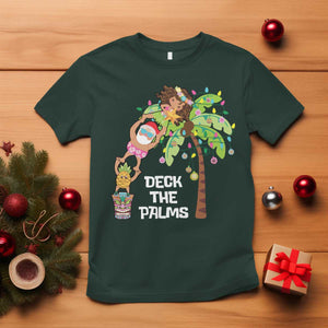 Christmas In Hawaii T Shirt Deck The Palms Santa Hula Girl Tiki TS11 Dark Forest Green Print Your Wear