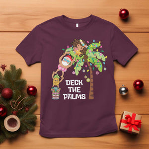 Christmas In Hawaii T Shirt Deck The Palms Santa Hula Girl Tiki TS11 Maroon Print Your Wear