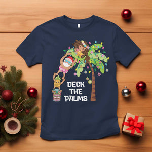 Christmas In Hawaii T Shirt Deck The Palms Santa Hula Girl Tiki TS11 Navy Print Your Wear