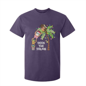 Christmas In Hawaii T Shirt For Kid Deck The Palms Santa Hula Girl Tiki TS11 Purple Print Your Wear