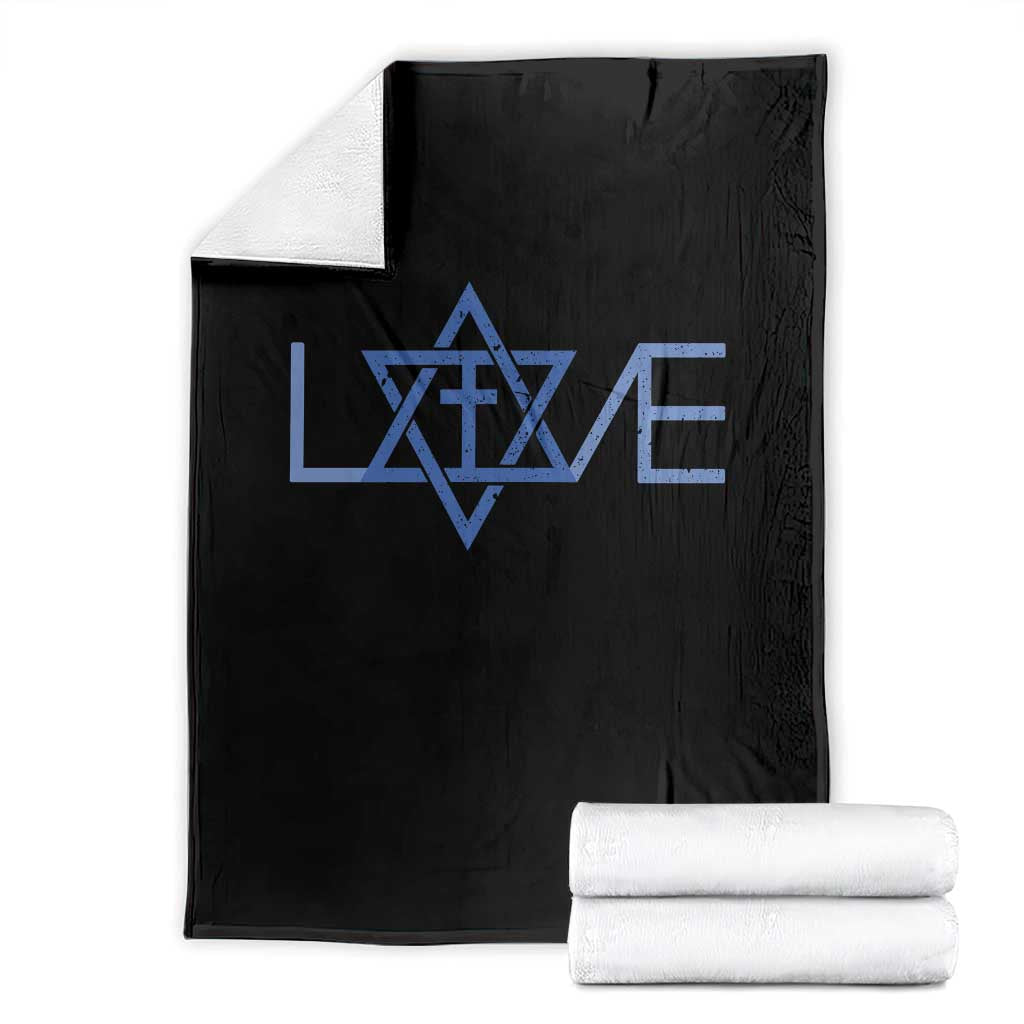 Love Jewish Messianic Cross Star Of David Throw Blanket TS11 Black Print Your Wear