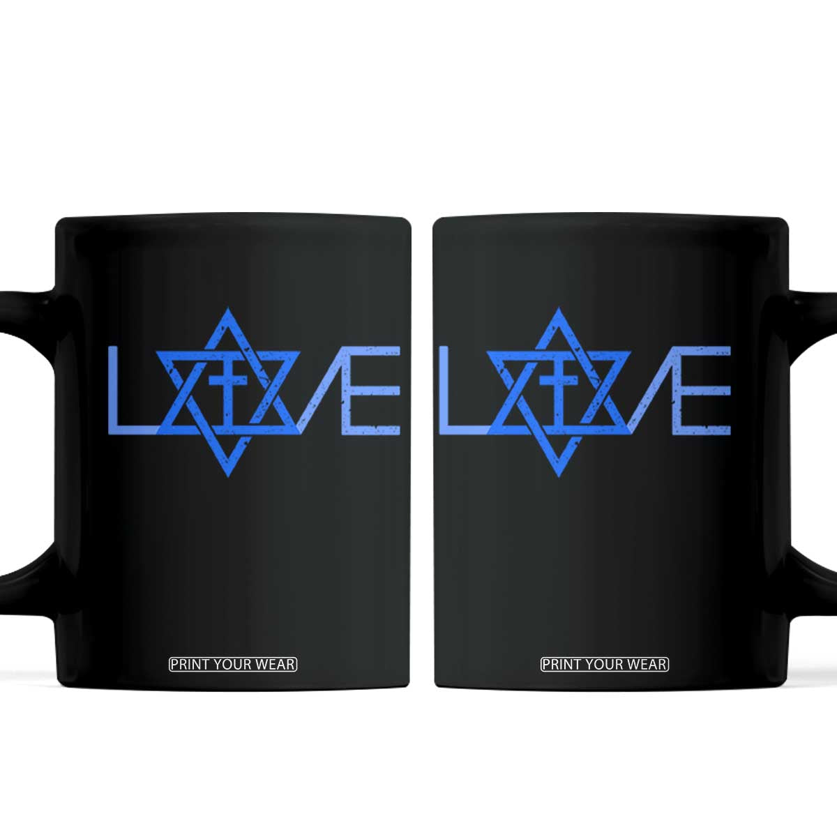 Love Jewish Messianic Cross Star Of David Coffee Mug TS11 Black Print Your Wear