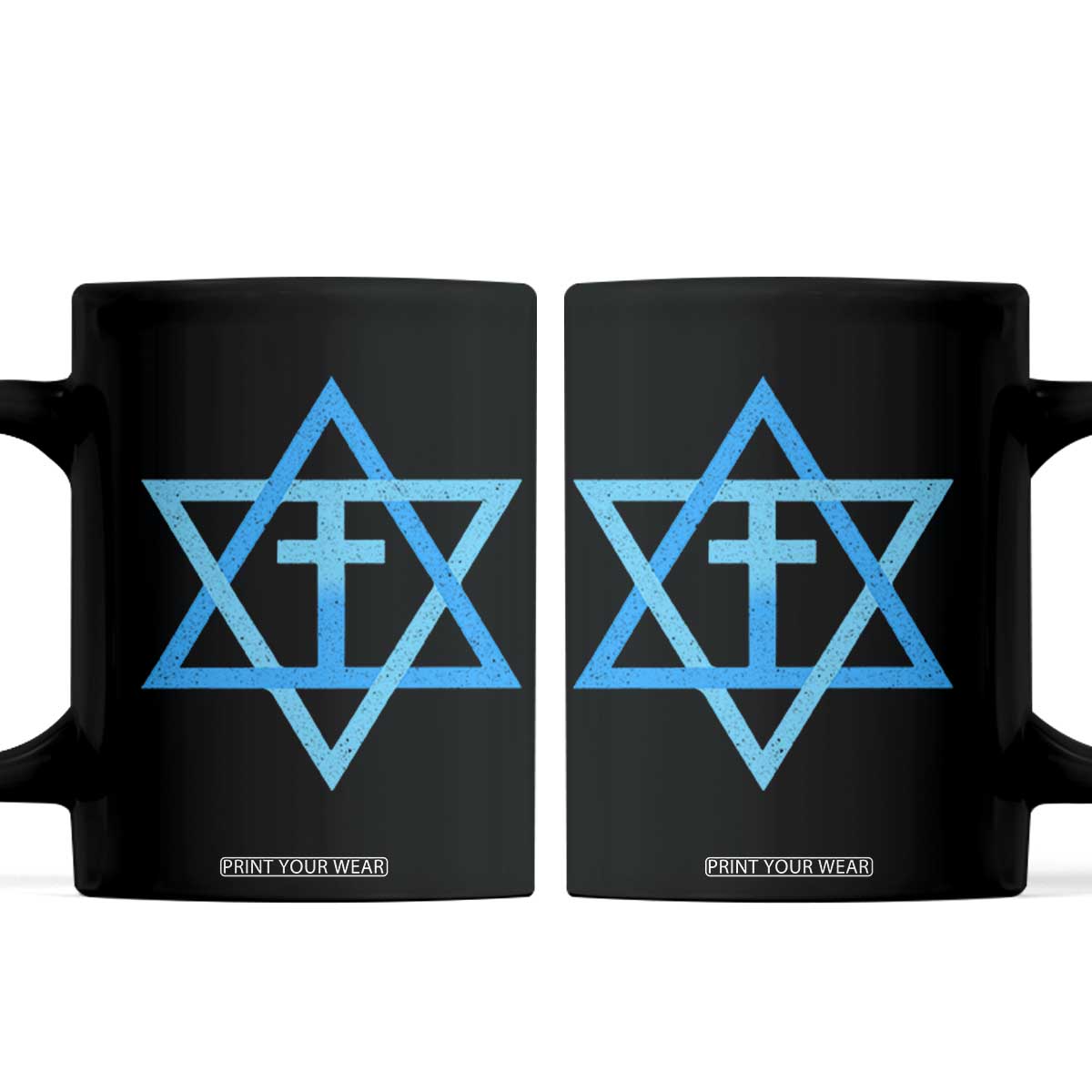 Messianic Cross Star of David Yeshua Jesus Coffee Mug TS11 Black Print Your Wear