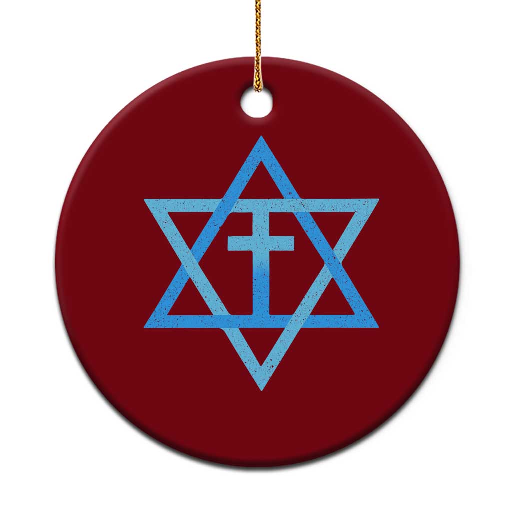 Messianic Cross Star of David Yeshua Jesus Ceramic Ornament TS11 1pc Red Print Your Wear