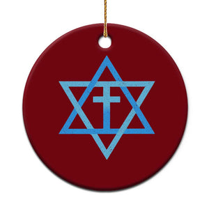 Messianic Cross Star of David Yeshua Jesus Ceramic Ornament TS11 1pc Red Print Your Wear