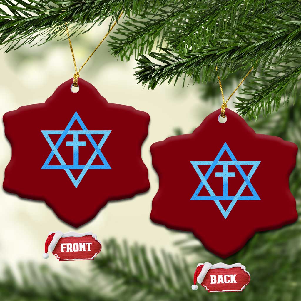 Messianic Cross Star of David Yeshua Jesus Ceramic Ornament TS11 Print Your Wear