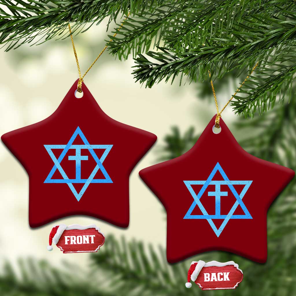 Messianic Cross Star of David Yeshua Jesus Ceramic Ornament TS11 Print Your Wear