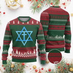Messianic Cross Star of David Yeshua Jesus Ugly Christmas Sweater TS11 Red Green Print Your Wear