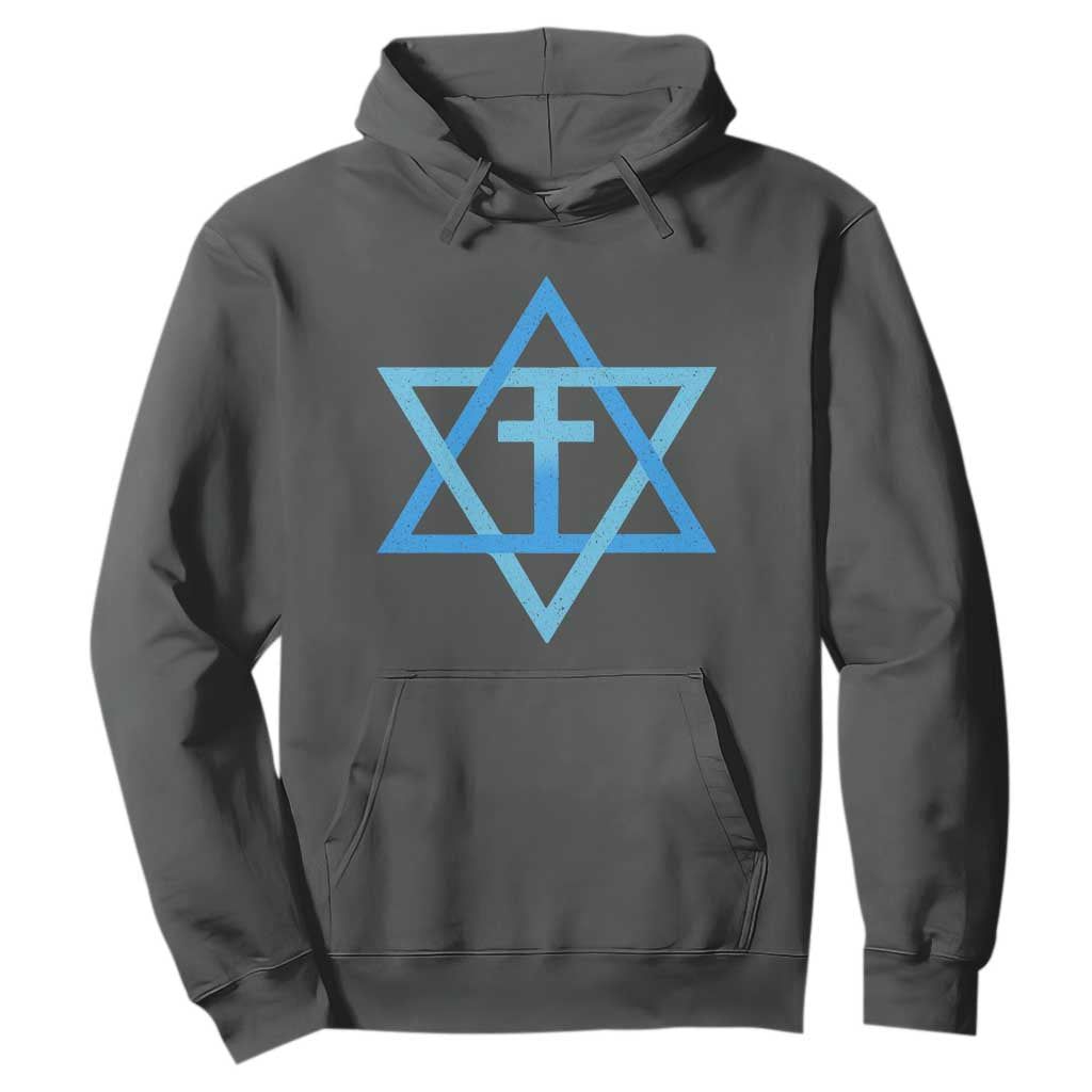 Messianic Cross Star of David Yeshua Jesus Hoodie TS11 Dark Heather Print Your Wear