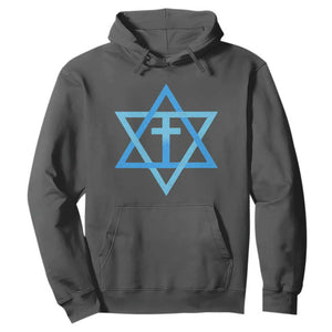 Messianic Cross Star of David Yeshua Jesus Hoodie TS11 Dark Heather Print Your Wear