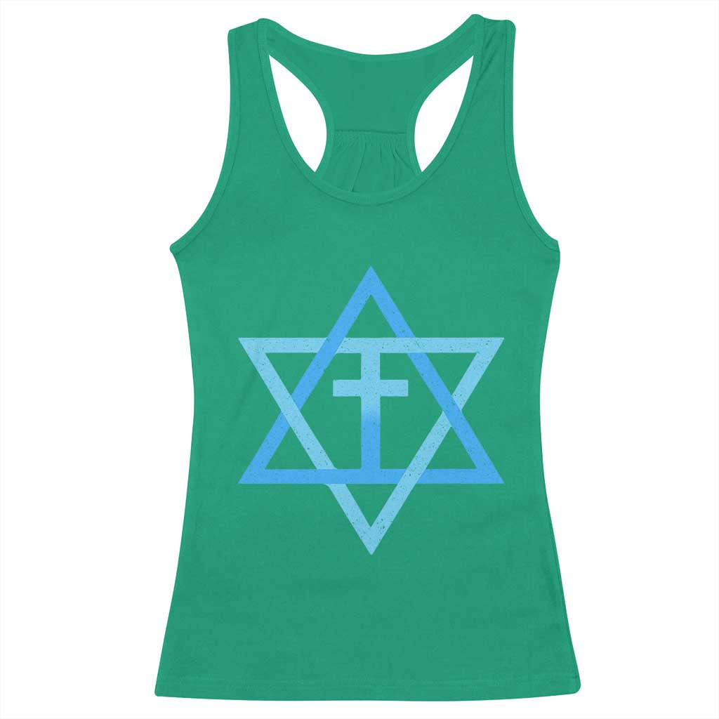 Messianic Cross Star of David Yeshua Jesus Racerback Tank Top TS11 Irish Green Print Your Wear