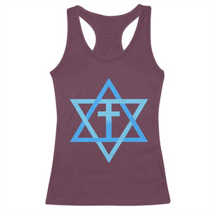 Messianic Cross Star of David Yeshua Jesus Racerback Tank Top TS11 Maroon Print Your Wear