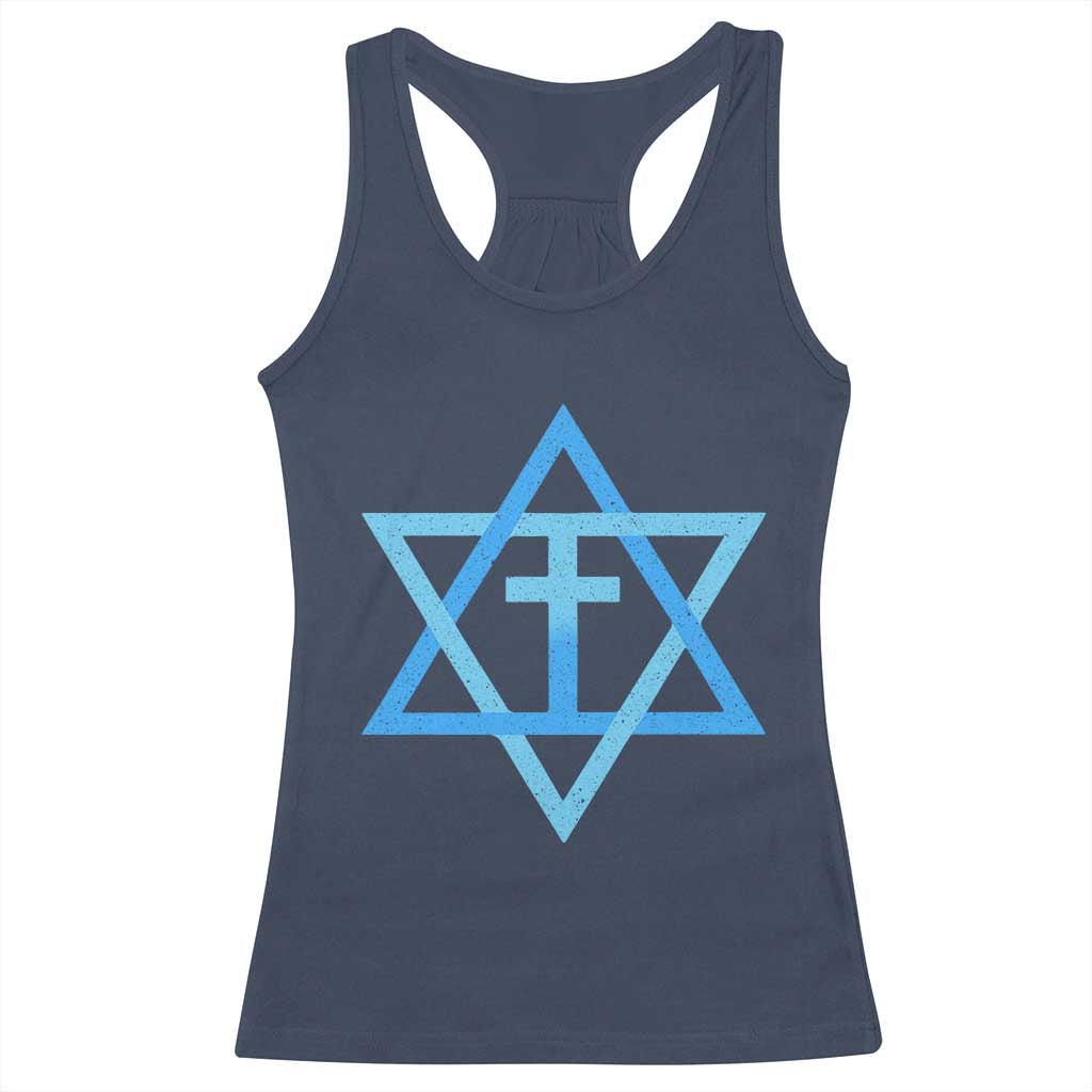 Messianic Cross Star of David Yeshua Jesus Racerback Tank Top TS11 Navy Print Your Wear