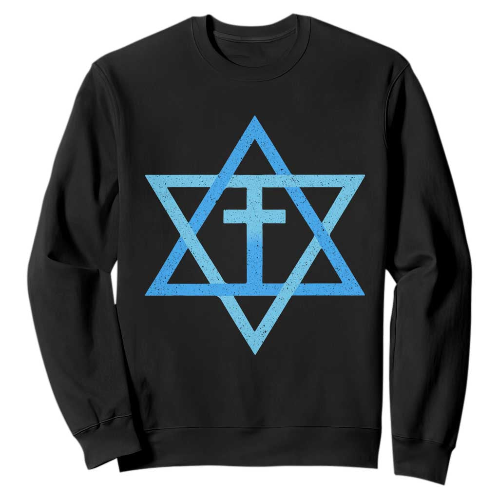 Messianic Cross Star of David Yeshua Jesus Sweatshirt TS11 Black Print Your Wear