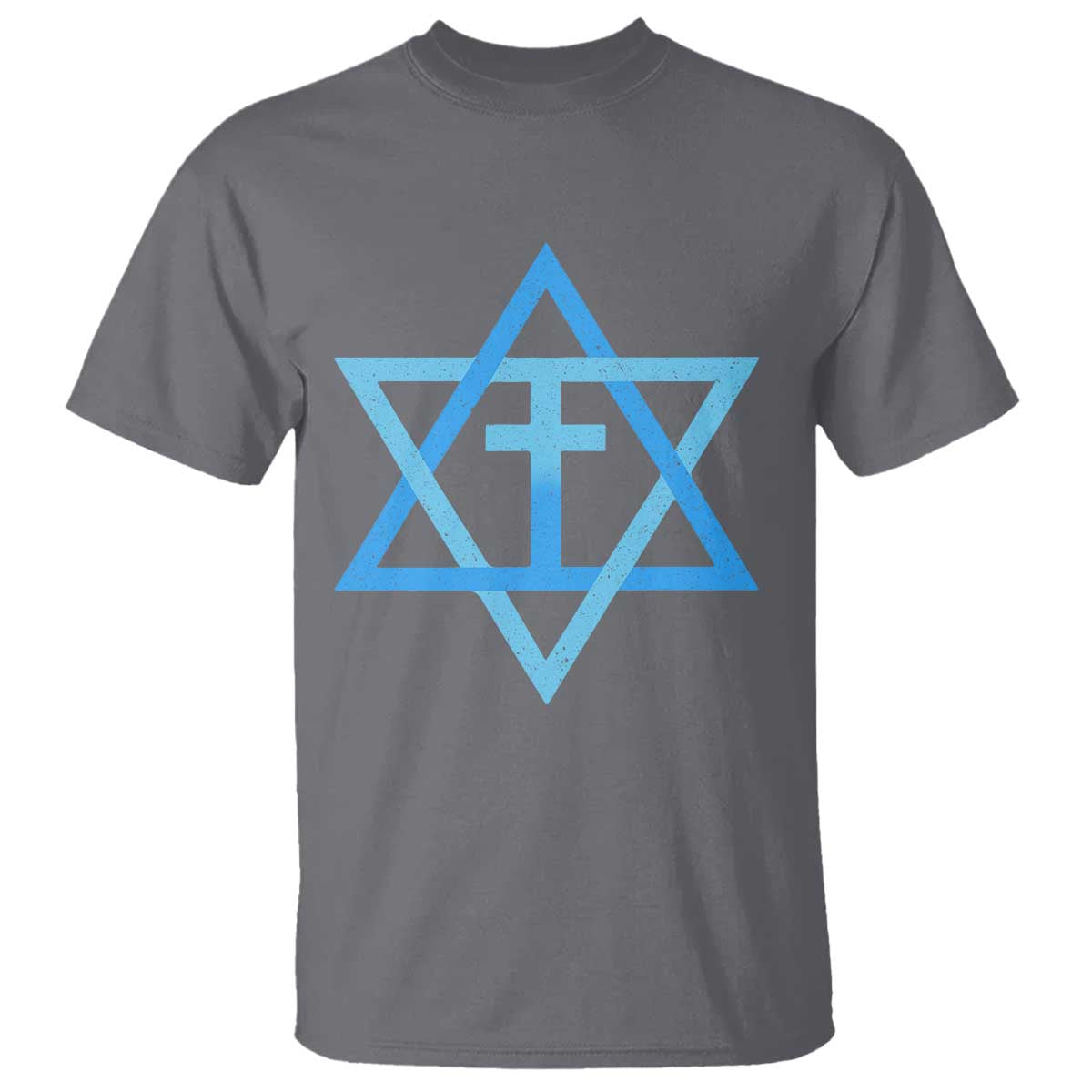 Messianic Cross Star of David Yeshua Jesus T Shirt TS11 Charcoal Print Your Wear