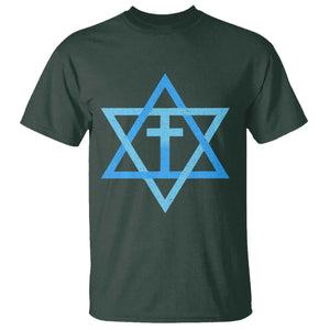 Messianic Cross Star of David Yeshua Jesus T Shirt TS11 Dark Forest Green Print Your Wear
