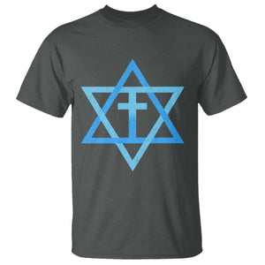 Messianic Cross Star of David Yeshua Jesus T Shirt TS11 Dark Heather Print Your Wear