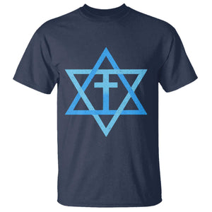 Messianic Cross Star of David Yeshua Jesus T Shirt TS11 Navy Print Your Wear