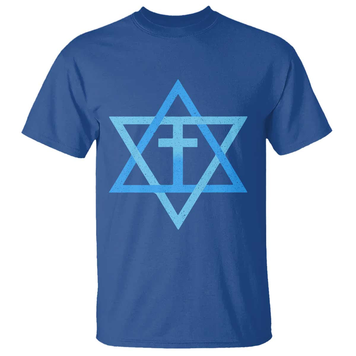Messianic Cross Star of David Yeshua Jesus T Shirt TS11 Royal Blue Print Your Wear