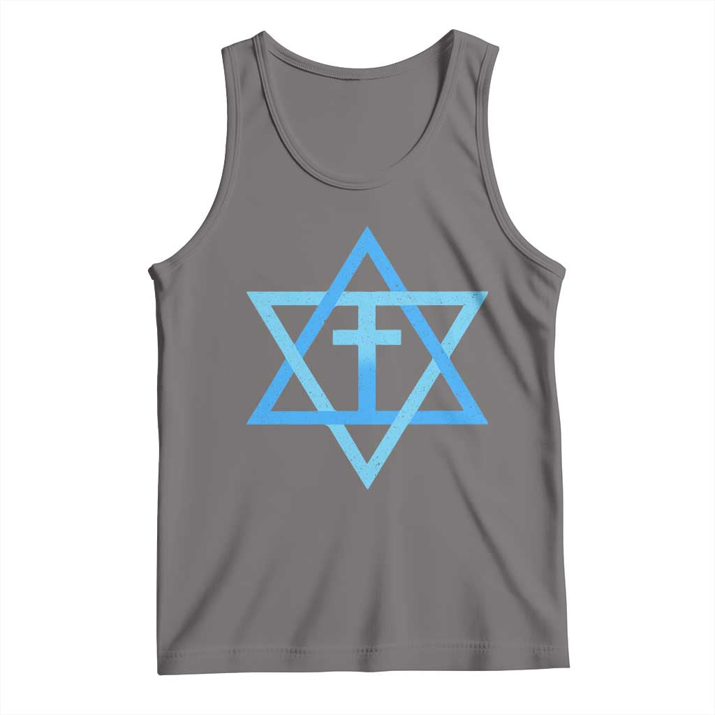Messianic Cross Star of David Yeshua Jesus Tank Top TS11 Deep Heather Print Your Wear