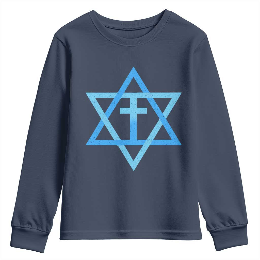 Messianic Cross Star of David Yeshua Jesus Youth Sweatshirt TS11 Navy Print Your Wear