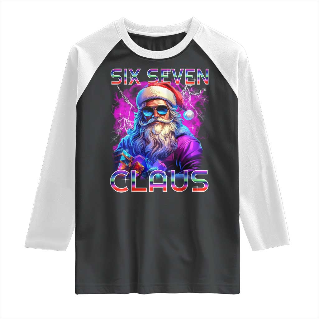 Funny Six Seven Claus Raglan Shirt 67 Christmas Santa Meme Gen Alpha TS11 Black White Print Your Wear