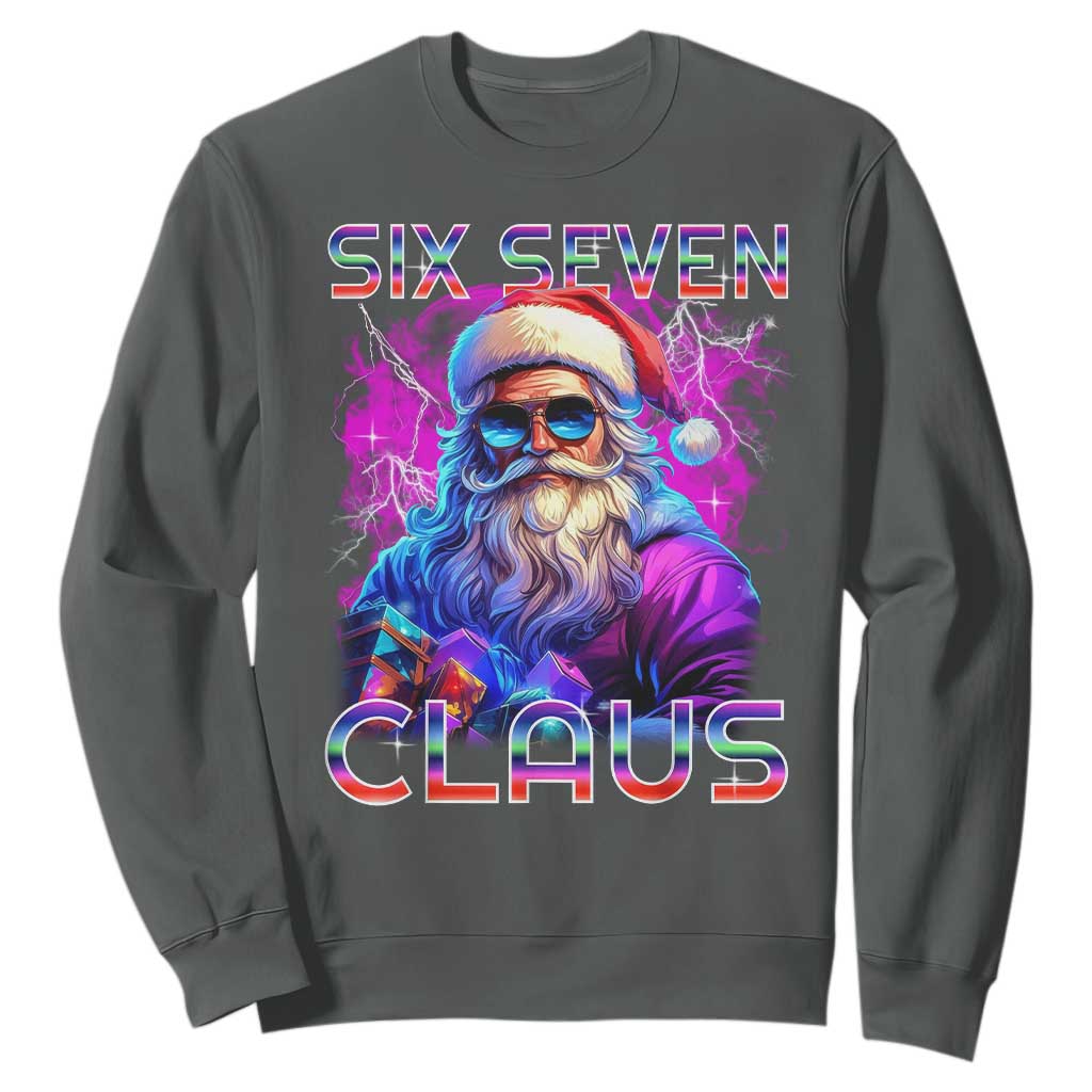 Funny Six Seven Claus Sweatshirt 67 Christmas Santa Meme Gen Alpha TS11 Dark Heather Print Your Wear
