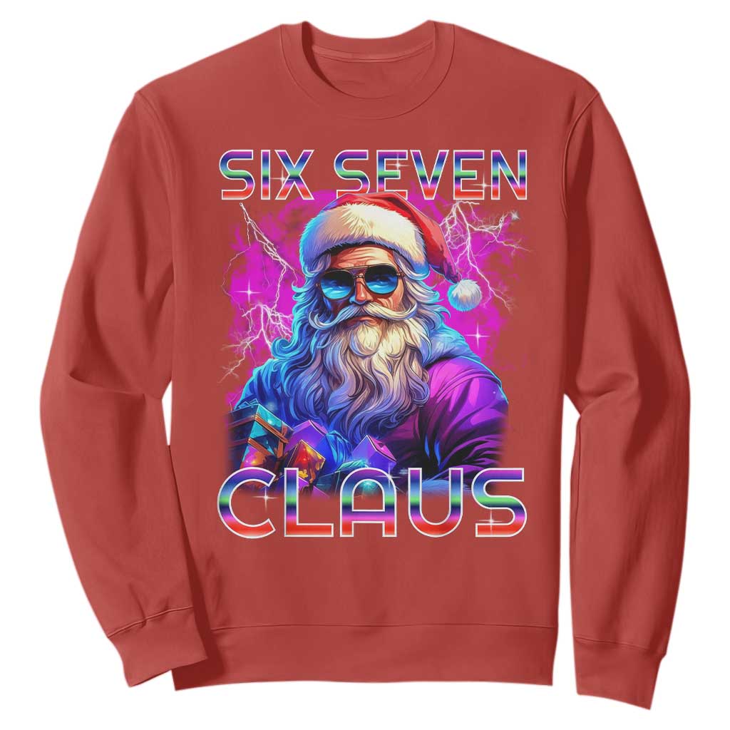 Funny Six Seven Claus Sweatshirt 67 Christmas Santa Meme Gen Alpha TS11 Red Print Your Wear