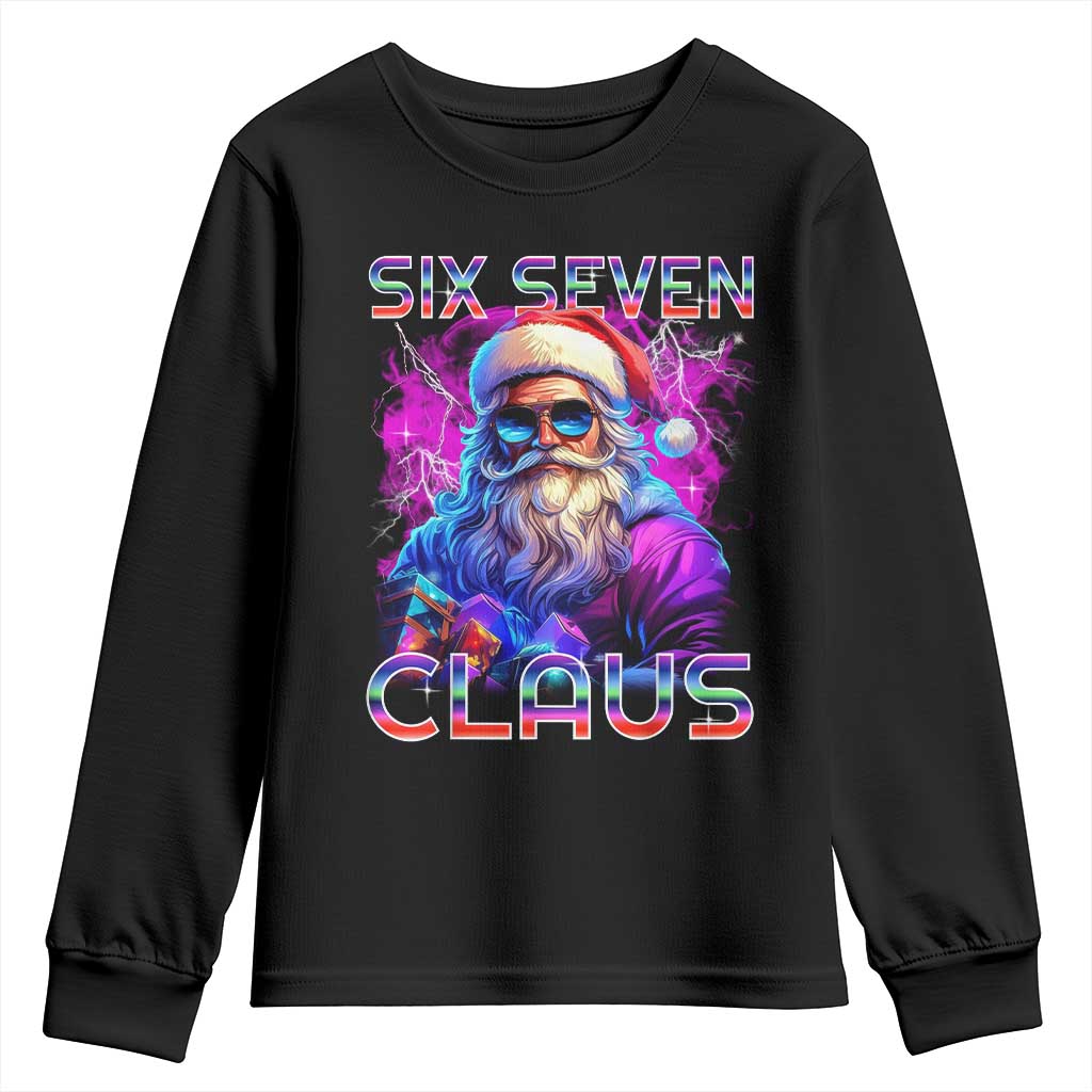 Funny Six Seven Claus Youth Sweatshirt 67 Christmas Santa Meme Gen Alpha TS11 Black Print Your Wear