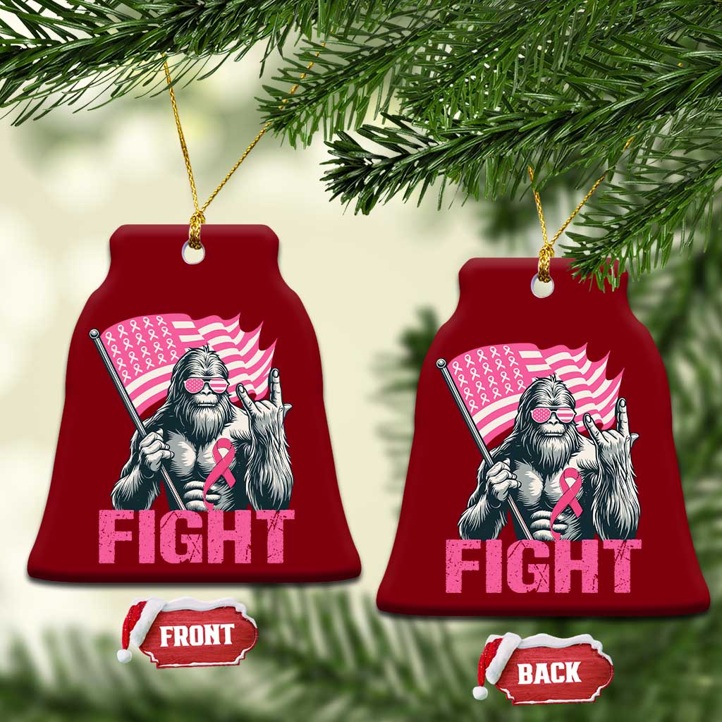 Funny Bigfoot Breast Cancer Awareness Ceramic Ornament Fight Pink Ribbon TS11 Print Your Wear