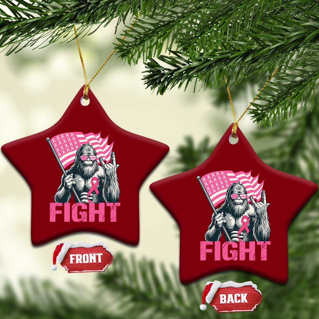 Funny Bigfoot Breast Cancer Awareness Ceramic Ornament Fight Pink Ribbon TS11 Print Your Wear
