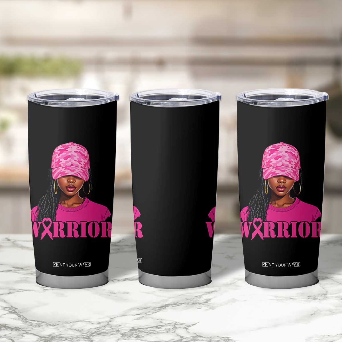 African American Warrior Breast Cancer Tumbler Cup Pink Ribbon TS11 Print Your Wear