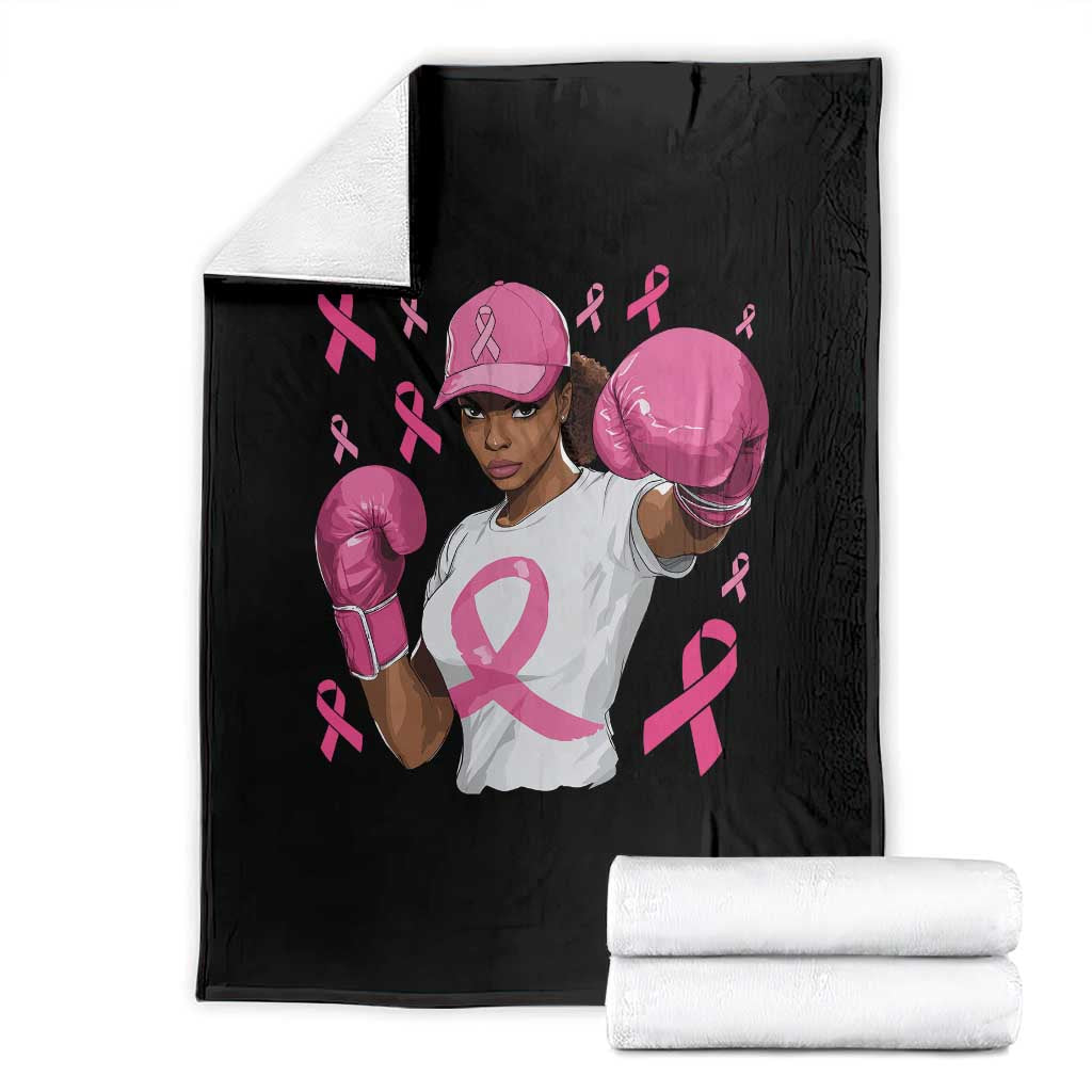 African American Fighter Breast Cancer Awareness Throw Blanket Pink Ribbon TS11 Black Print Your Wear