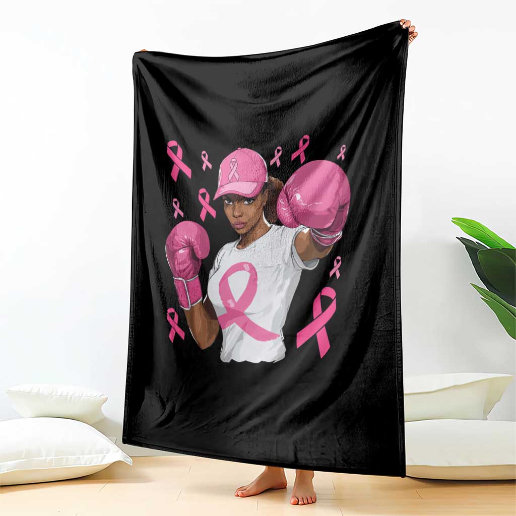 African American Fighter Breast Cancer Awareness Throw Blanket Pink Ribbon TS11 Print Your Wear