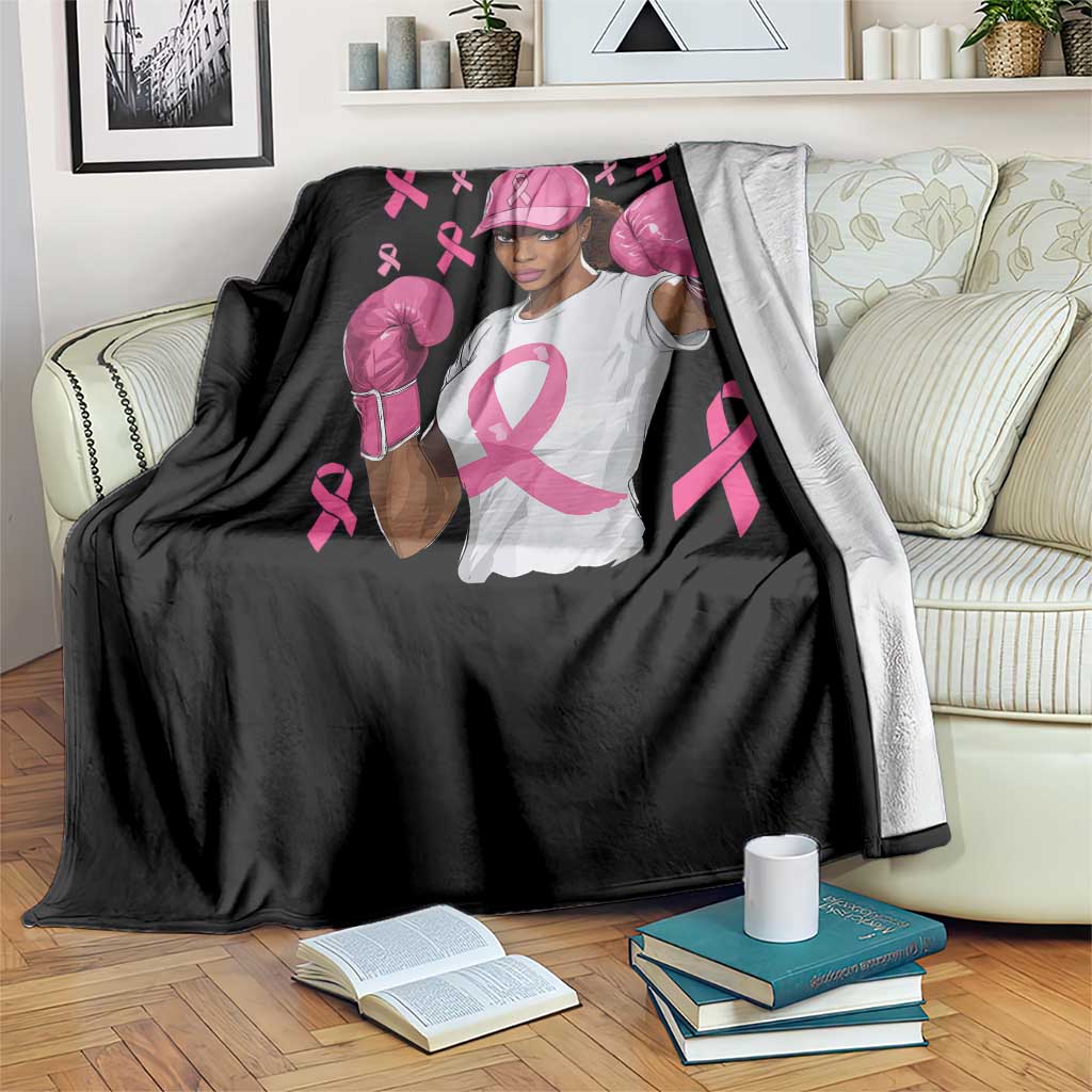 African American Fighter Breast Cancer Awareness Throw Blanket Pink Ribbon TS11 Print Your Wear
