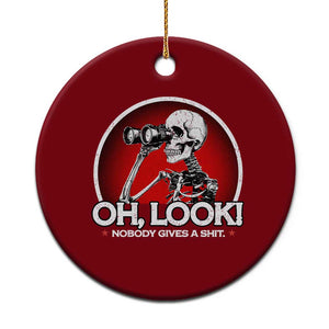 Oh Look Nobody Gives A Shit Ceramic Ornament Funny Sarcastic Humor Skeleton TS11 1pc Red Print Your Wear