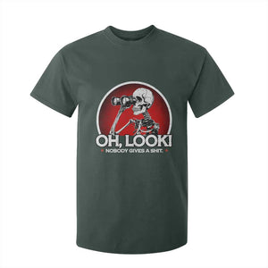 Oh Look Nobody Gives A Shit T Shirt For Kid Funny Sarcastic Humor Skeleton TS11 Dark Forest Green Print Your Wear
