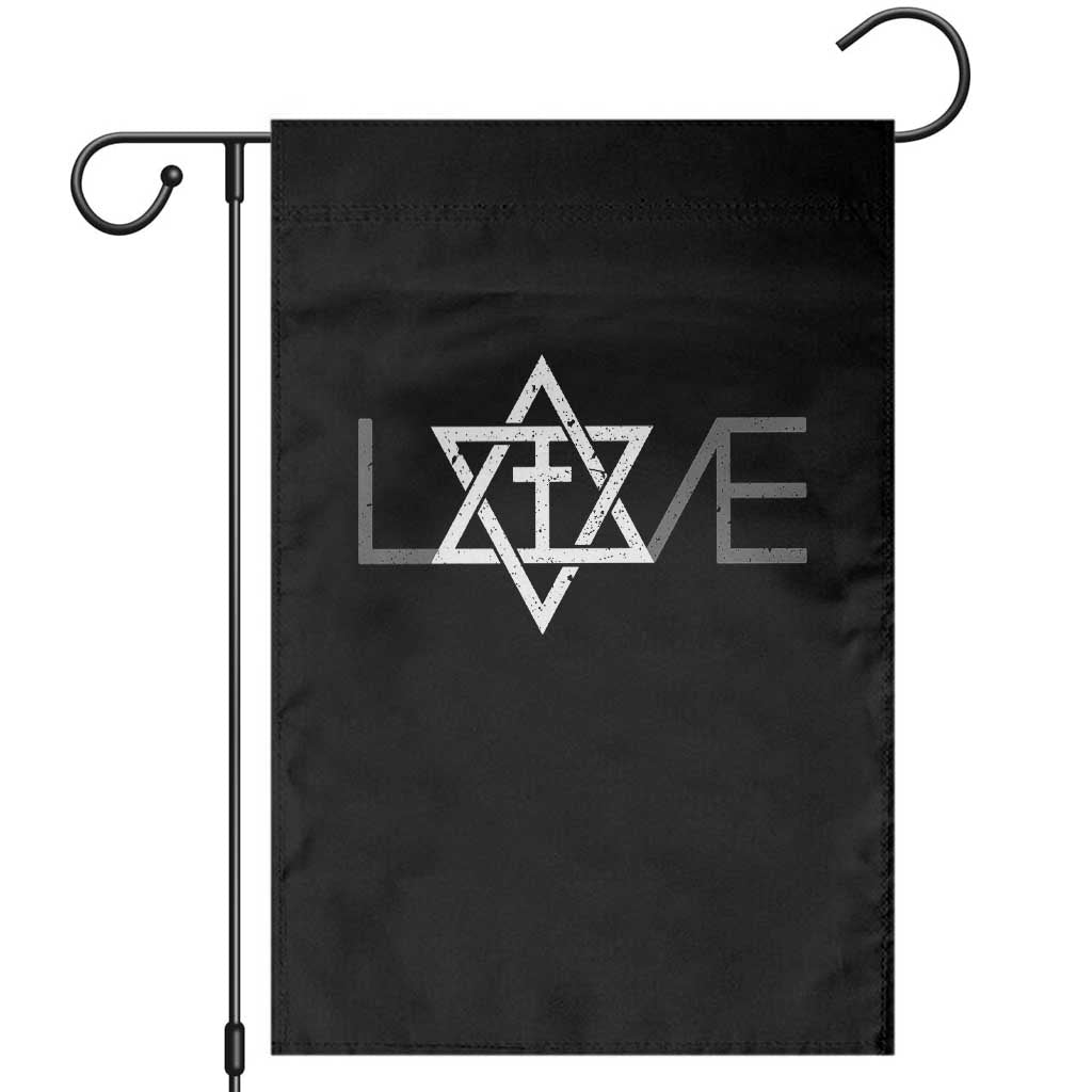 Love Jewish Messianic Christian Cross Star Of David Garden Flag TS11 Black Print Your Wear