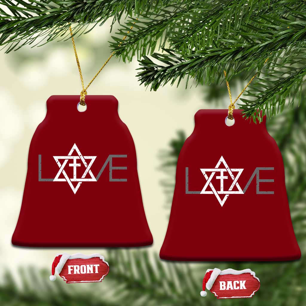 Love Jewish Messianic Christian Cross Star Of David Ceramic Ornament TS11 Print Your Wear