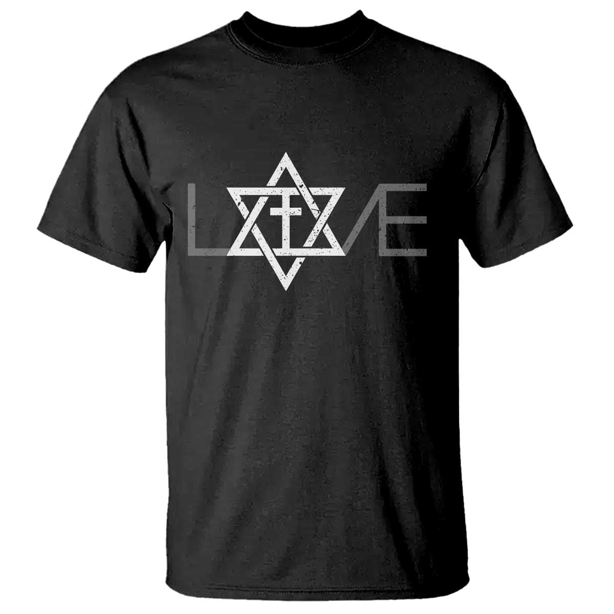 Love Jewish Messianic Christian Cross Star Of David T Shirt TS11 Black Print Your Wear