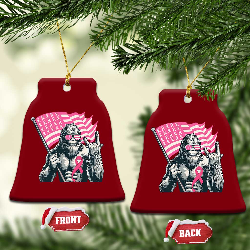 Funny Bigfoot Breast Cancer Awareness Ceramic Ornament Sasquatch Pink Ribbon TS11 Print Your Wear