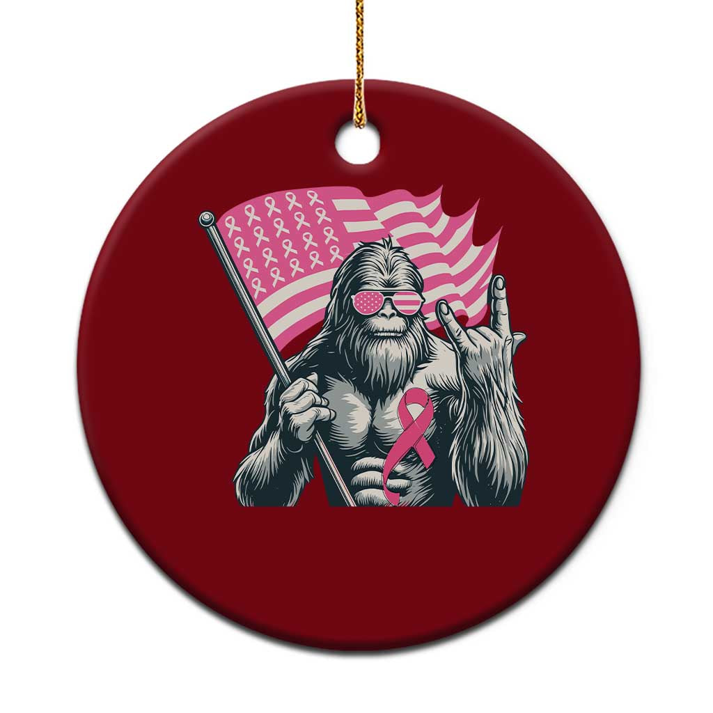 Funny Bigfoot Breast Cancer Awareness Ceramic Ornament Sasquatch Pink Ribbon TS11 1pc Red Print Your Wear