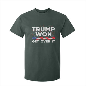 Trump Won Get Over It T Shirt For Kid US Election 2024 American Flag TS11 Dark Forest Green Print Your Wear