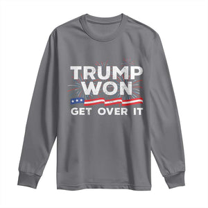 Trump Won Get Over It Long Sleeve Shirt US Election 2024 American Flag TS11 Charcoal Print Your Wear