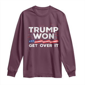 Trump Won Get Over It Long Sleeve Shirt US Election 2024 American Flag TS11 Maroon Print Your Wear